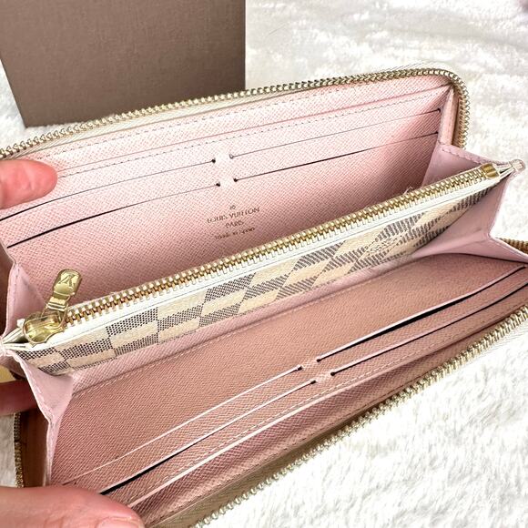 Louis Vuitton Damier Azur Clemence Long Wallet pink leather NICE EUC - Picture 9 of 16